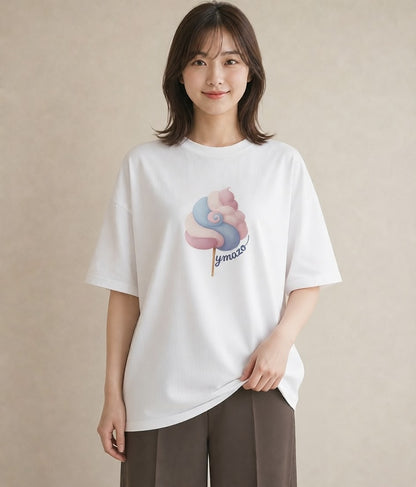 デザインTシャツ レディース キャンディ 食べ物 フード イラスト 可愛い 20代 カジュアルコーデ 白T YMAZO