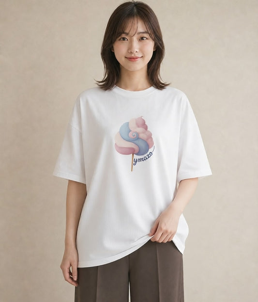 デザインTシャツ レディース キャンディ 食べ物 フード イラスト 可愛い 20代 カジュアルコーデ 白T YMAZO