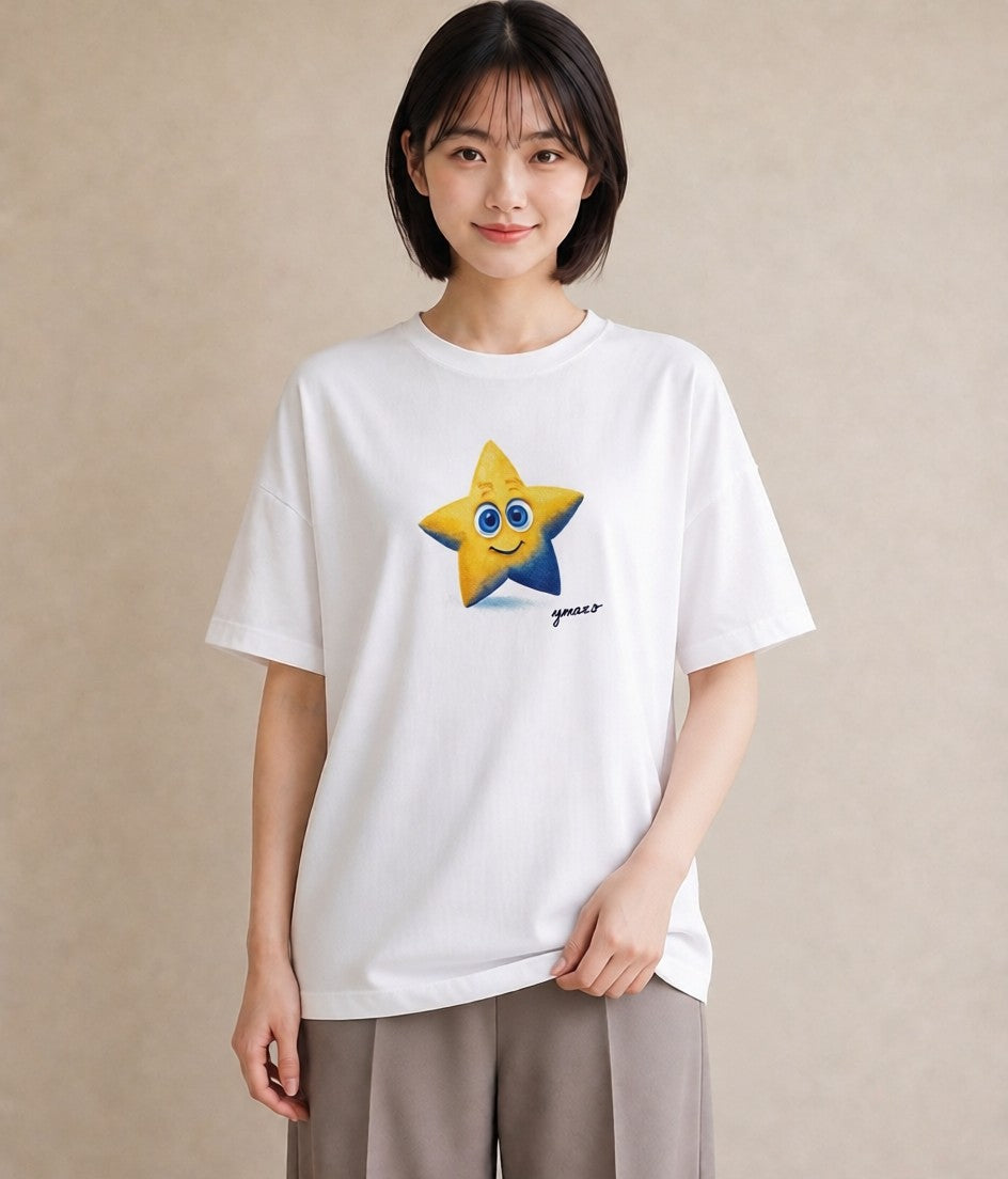 グラフィックTシャツ レディース 星 星空 宇宙 イラスト ナチュラル デート 帰省 白T YMAZO