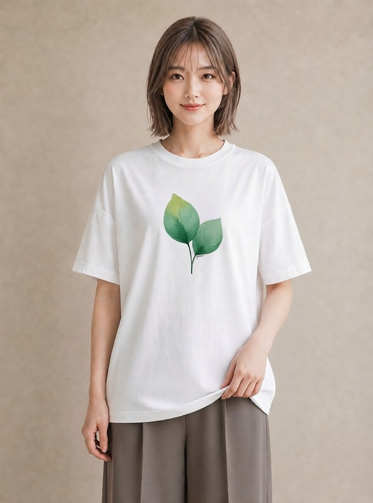 デザインTシャツ レディース 観葉植物 植物 ボタニカル イラスト アート風 カジュアルコーデ 買い物 白T YMAZO