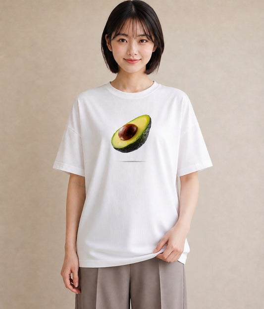 プリントTシャツ レディース アボカド 食べ物 フード イラスト シンプル 在宅 公園 白T YMAZO