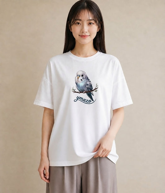 プリントTシャツ レディース 文鳥 ペット 動物 イラスト お洒落 帰省 ラフ 白T YMAZO