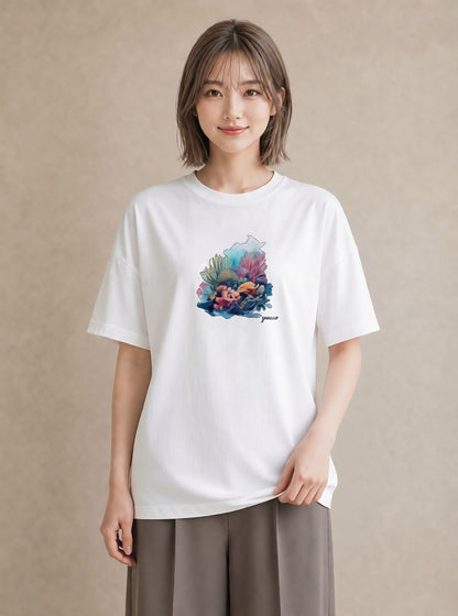 半袖Tシャツ レディース カクレクマノミ 海の生き物 海 イラスト フェミニン レイヤード 友達ギフト 白T YMAZO
