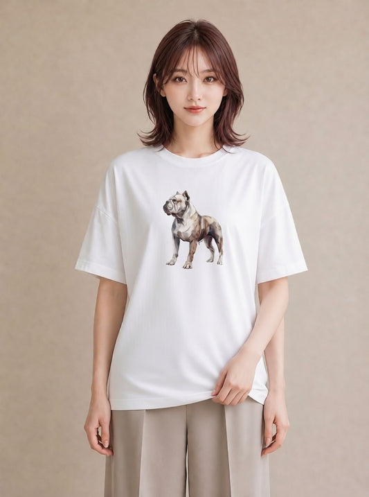 グラフィックTシャツ レディース 老犬 犬 いぬ イラスト フェミニン 送別ギフト 通勤 白T YMAZO
