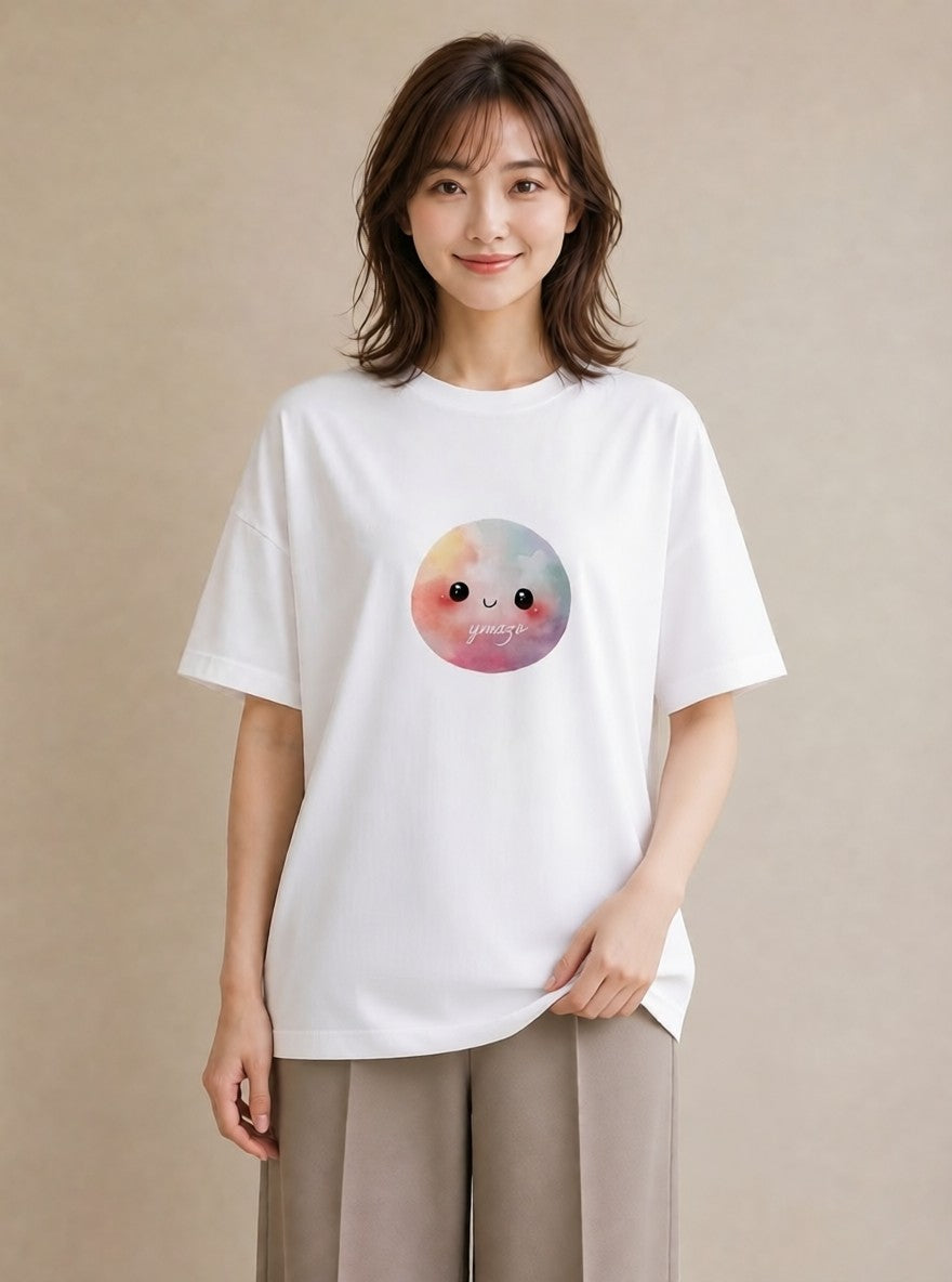 プリントTシャツ レディース 雲 星空 宇宙 イラスト 北欧風 週末コーデ 敬老の日 白T YMAZO
