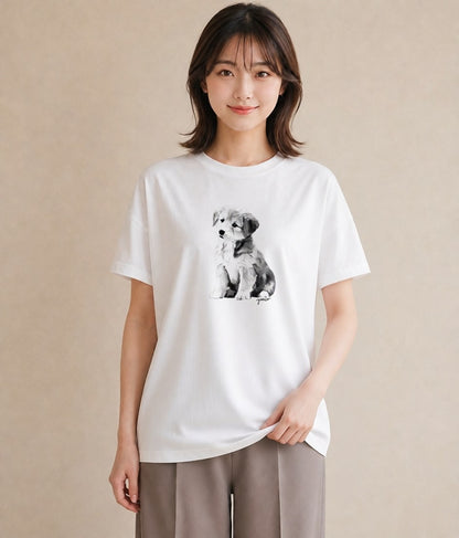 デザインTシャツ レディース 愛犬 犬 いぬ イラスト お洒落 母娘コーデ 自分用 白T YMAZO