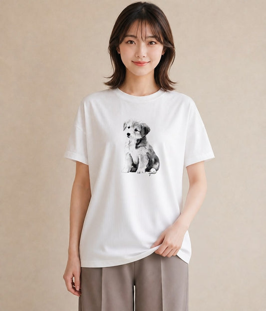 デザインTシャツ レディース 愛犬 犬 いぬ イラスト お洒落 母娘コーデ 自分用 白T YMAZO
