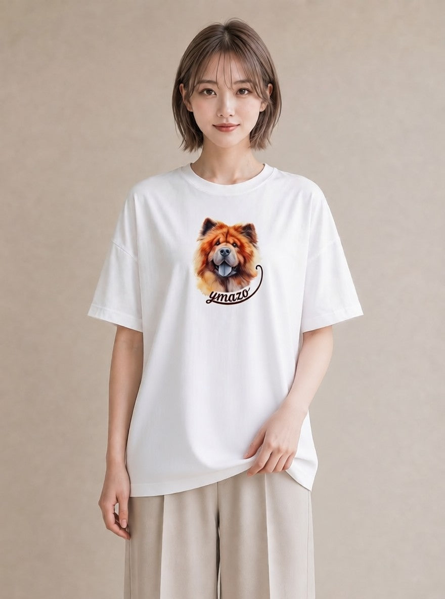 半袖Tシャツ レディース 柴犬 しばいぬ 犬 いぬ イラスト ミニマル 通勤 在宅 白T YMAZO