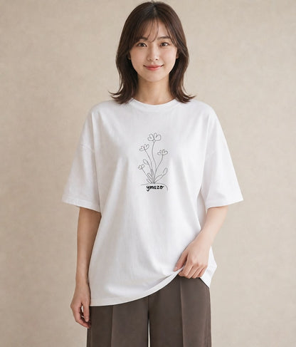 プリントTシャツ レディース 観葉植物 ボタニカル 植物 イラスト ラフカジュアル 女子会 お揃い 白T YMAZO