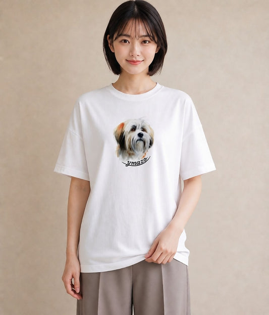グラフィックTシャツ レディース 愛犬 犬 いぬ イラスト ナチュラル 春服 ミセス 白T