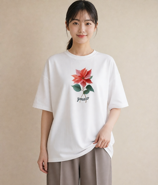 プリントTシャツ レディース 彼岸花 花 花柄 イラスト 上品 母の日 ビーチ 白T YMAZO