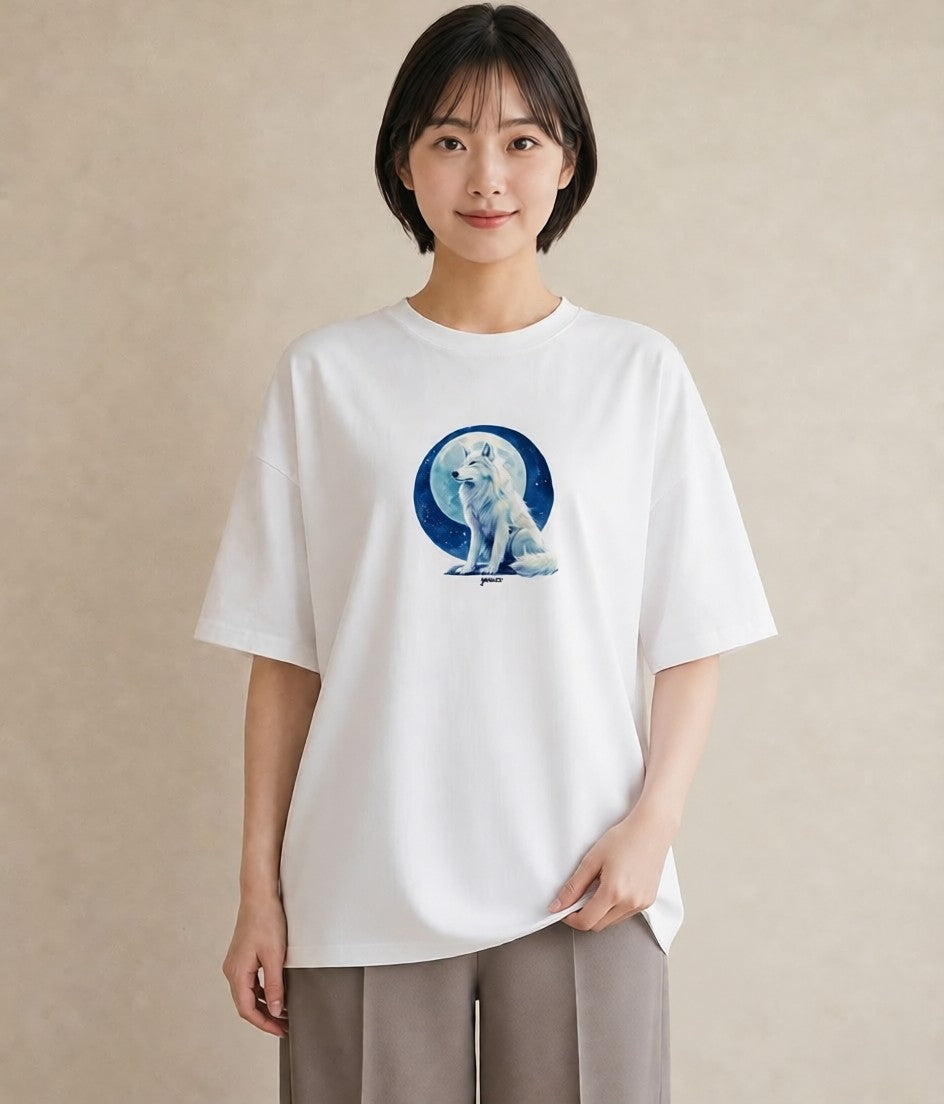 グラフィックTシャツ レディース サモエド 犬 いぬ イラスト 韓国風 旅行用 海 白T YMAZO