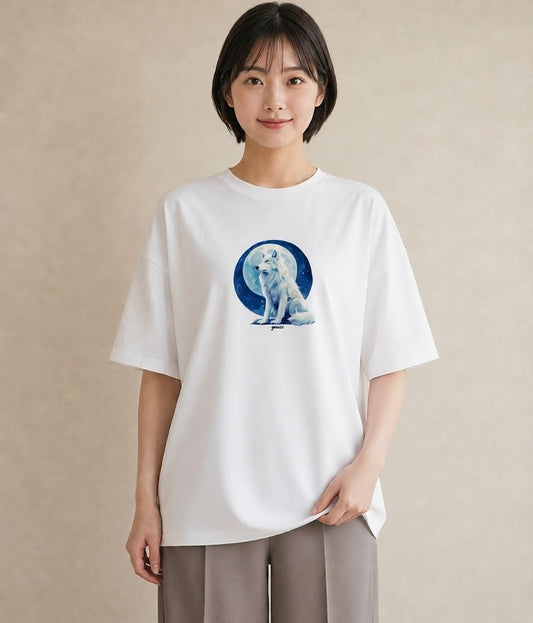 グラフィックTシャツ レディース サモエド 犬 いぬ イラスト 韓国風 旅行用 海 白T