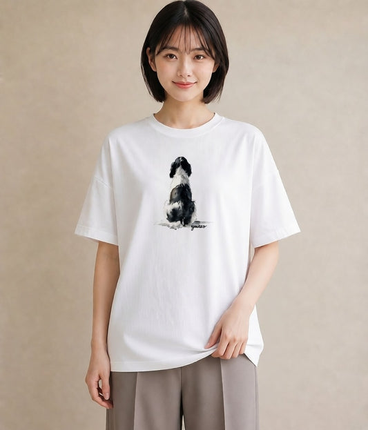 デザインTシャツ レディース 子犬 犬 いぬ イラスト 手描き風 敬老の日 ホワイトデー 白T YMAZO