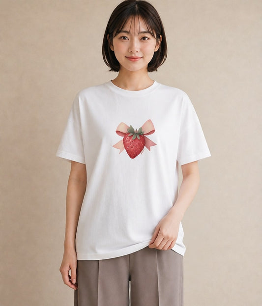 プリントTシャツ レディース ショートケーキ 食べ物 フード イラスト 可愛い 春コーデ 姉妹 白T YMAZO