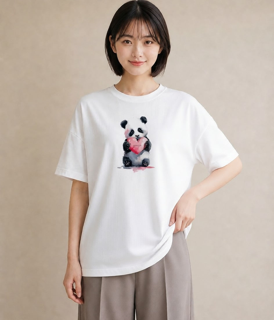Tシャツ レディース レッサーパンダ 動物 アニマル イラスト 淡色 週末コーデ 敬老の日 白T YMAZO