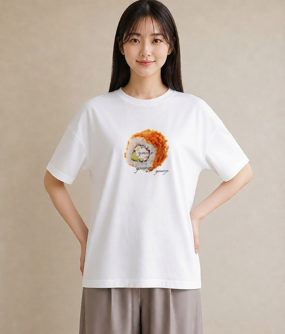 デザインTシャツ レディース お寿司 食べ物 フード イラスト ゆるかわ 散歩 お出かけ 白T YMAZO