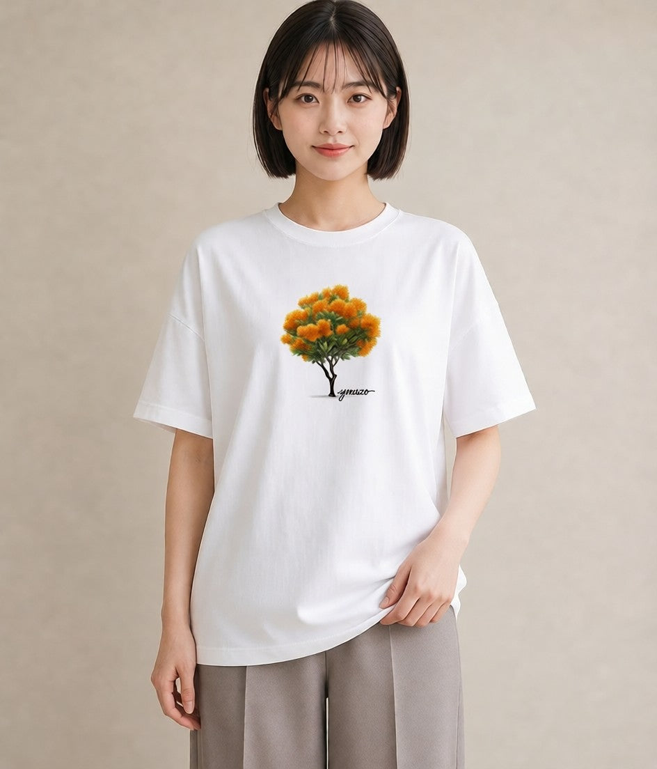 Tシャツ レディース 金木犀 花 花柄 イラスト 淡色 女子会 お揃い 白T YMAZO