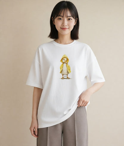 プリントTシャツ レディース ひよこ 動物 アニマル イラスト レトロ 春服 ミセス 白T YMAZO