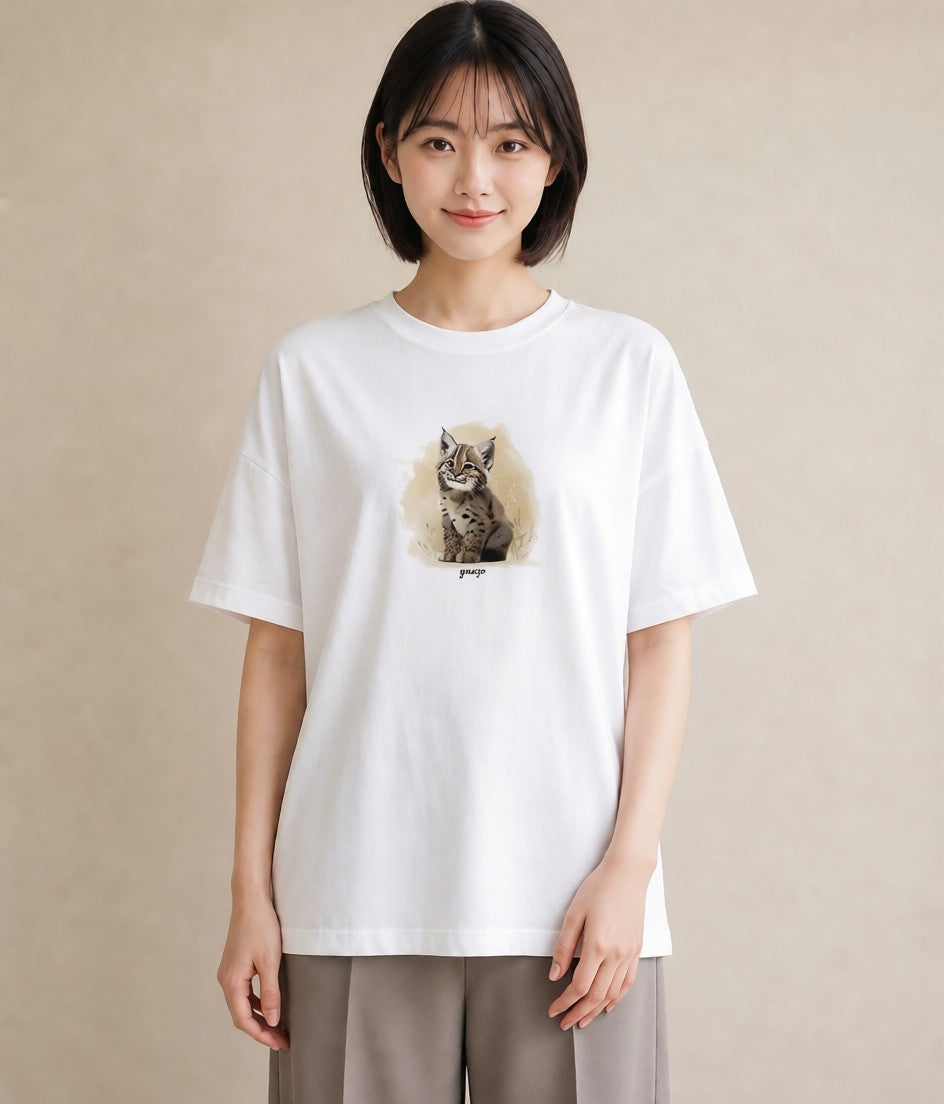 Tシャツ レディース ベンガル 猫 ねこ イラスト カフェコーデ カジュアルコーデ 買い物 白T YMAZO
