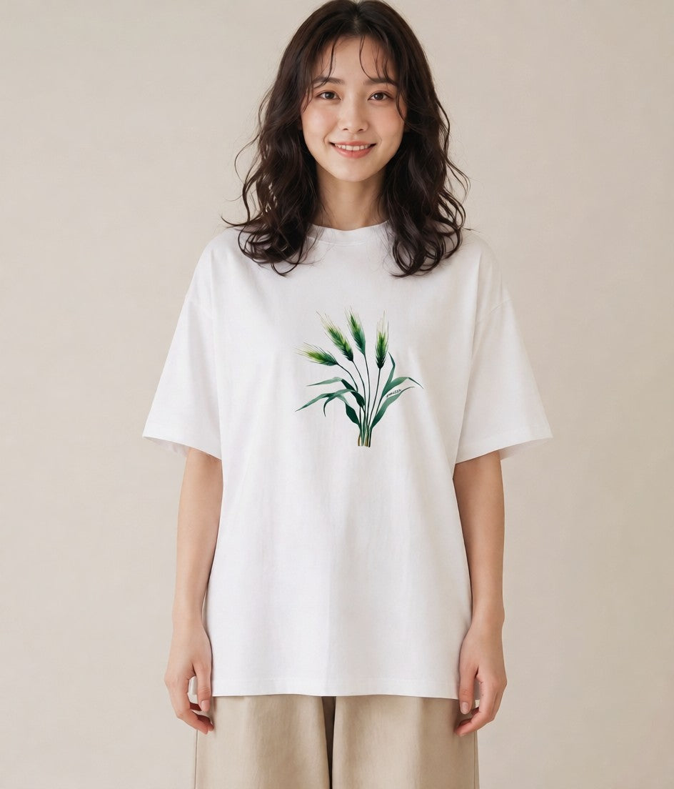 プリントTシャツ レディース 芝生 植物 ボタニカル イラスト 春コーデ 姉妹 白T YMAZO