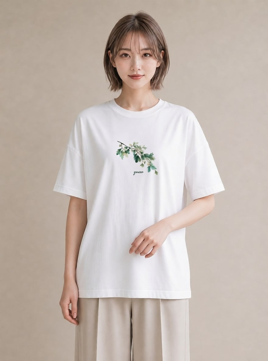 デザインTシャツ レディース つる 植物 ボタニカル イラスト シック 旅行 母娘コーデ 白T YMAZO