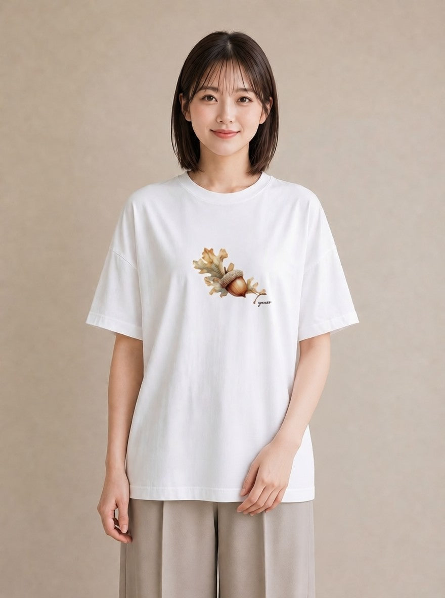 デザインTシャツ レディース 実り 植物 ボタニカル イラスト ラフ 綿100 デート 白T YMAZO