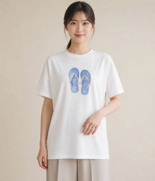 半袖Tシャツ レディース バレエシューズ バレエ トウシューズ ナチュラル アンティーク イラスト 淡色 女子会 お揃い 白T YMAZO