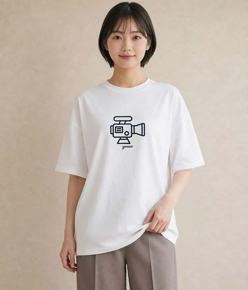Tシャツ レディース カメラ フィルムカメラ レトロカメラ イラスト きれいめカジュアル 母娘コーデ 自分用 白T YMAZO