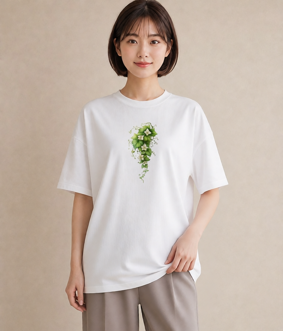 デザインTシャツ レディース あさがお 朝顔 花 花柄 イラスト カフェコーデ ホワイトデー 春服 白T