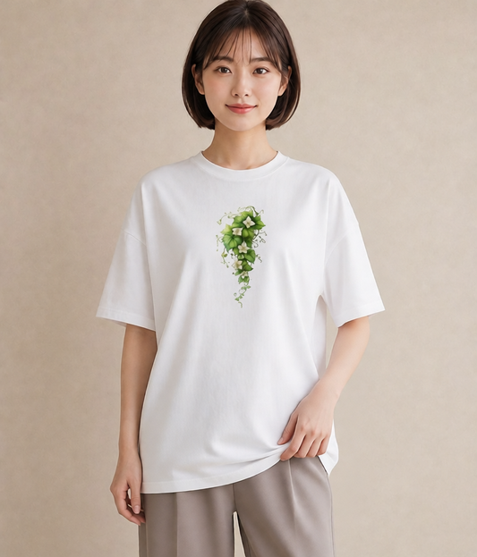 デザインTシャツ レディース あさがお 朝顔 花 花柄 イラスト カフェコーデ ホワイトデー 春服 白T YMAZO