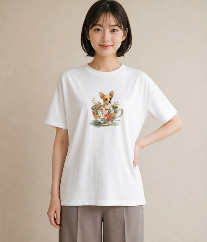 プリントTシャツ レディース チワワ 犬 いぬ イラスト 女子会 お揃い 白T YMAZO