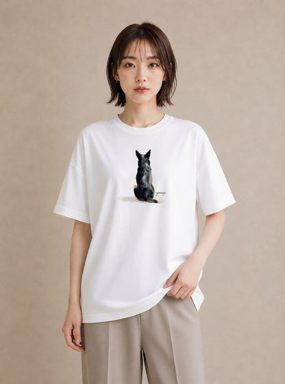 グラフィックTシャツ レディース わんちゃん 犬 いぬ イラスト ゆるコーデ 散歩 お出かけ 白T YMAZO