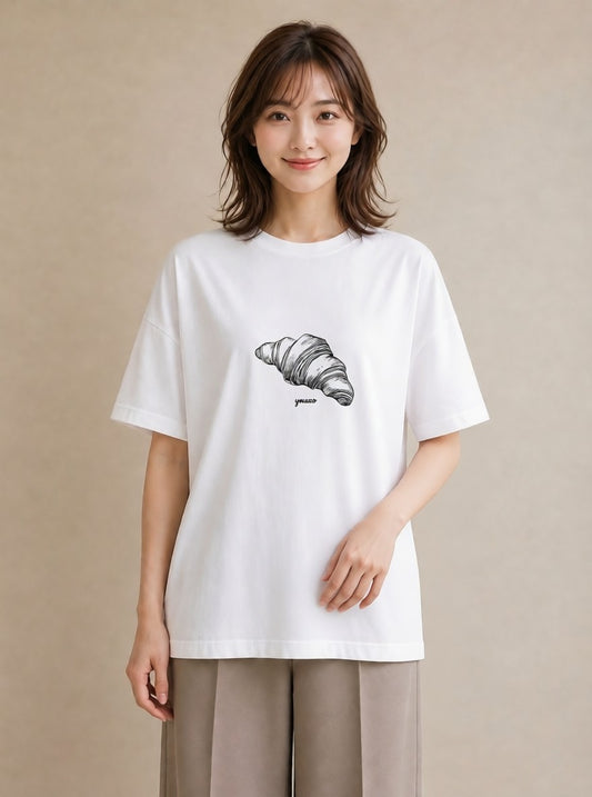 プリントTシャツ レディース パン ベーカリー レトロ イラスト 抜け感 母娘コーデ 自分用 白T YMAZO