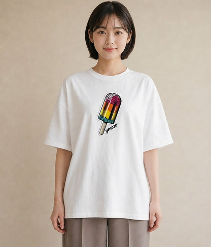 グラフィックTシャツ レディース アイス 食べ物 フード イラスト フェミニン 敬老の日 ホワイトデー 白T YMAZO
