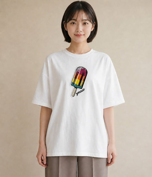 グラフィックTシャツ レディース アイス 食べ物 フード イラスト フェミニン 敬老の日 ホワイトデー 白T YMAZO