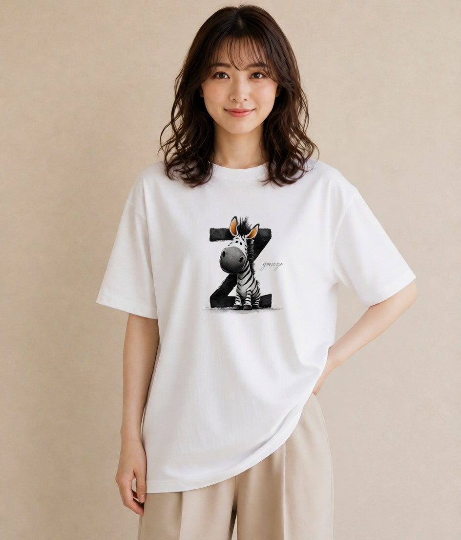 グラフィックTシャツ レディース しまうま 動物 アニマル イラスト ラフカジュアル ビーチ デイリーウェア 白T YMAZO