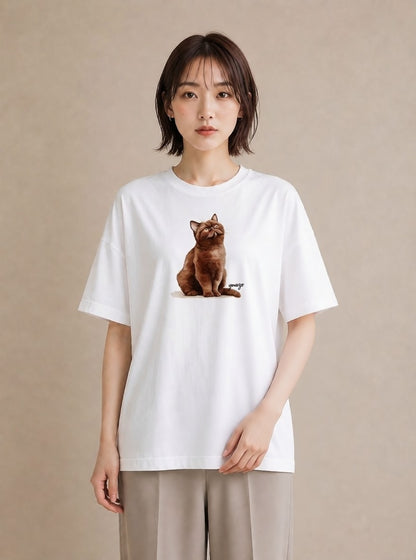 Tシャツ レディース 愛猫 猫 ねこ イラスト カジュアル 女性 旅行用 白T YMAZO