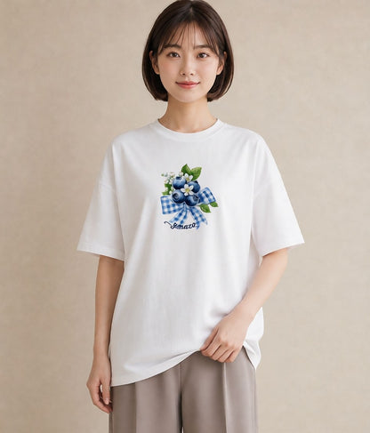 半袖Tシャツ レディース 木の実 植物 ボタニカル イラスト クリスマス 旅行 白T YMAZO