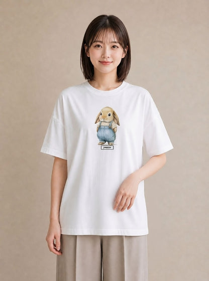 Tシャツ レディース ネザーランドドワーフ ペット 動物 イラスト 旅行コーデ 帰省 ラフ 白T YMAZO