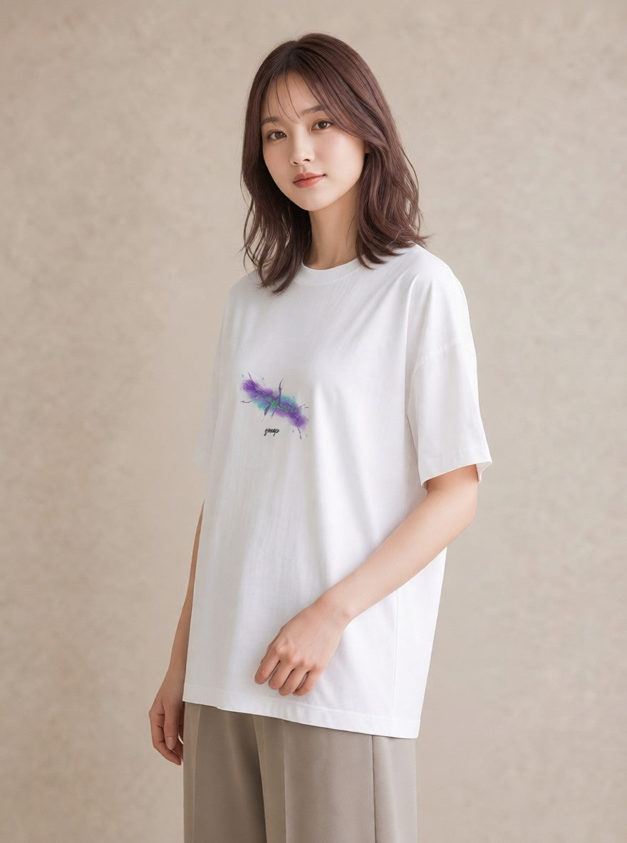 グラフィックTシャツ レディース 水瓶座 星空 宇宙 イラスト ボタニカル 海 カフェ巡り 白T YMAZO