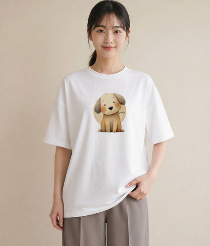 グラフィックTシャツ レディース 犬 いぬ イラスト ナチュラル 20代 カジュアルコーデ 白T YMAZO