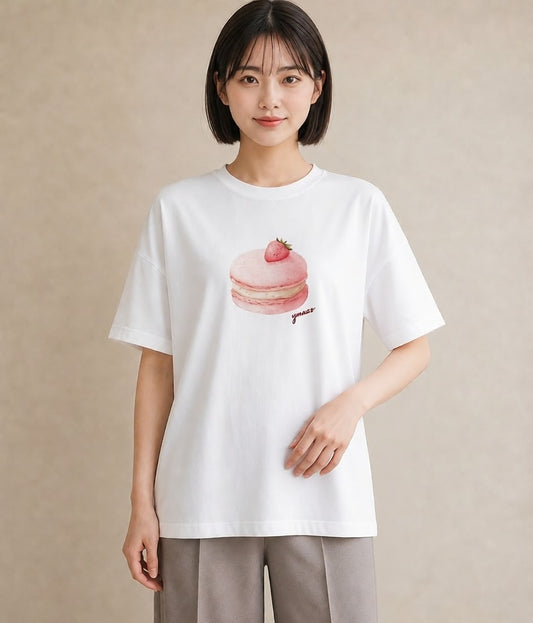 グラフィックTシャツ レディース おにぎり 食べ物 フード イラスト レトロ 公園 ママ 白T YMAZO