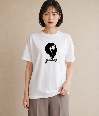 Tシャツ レディース 手鏡 アンティーク レトロ ナチュラル イラスト ニュアンス 通勤 在宅 白T YMAZO