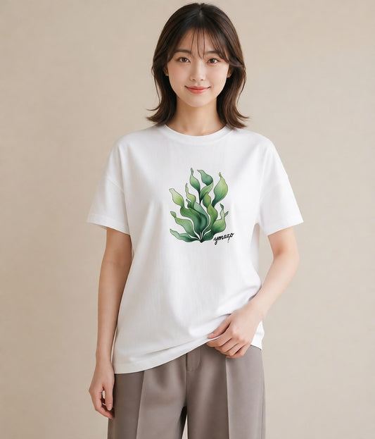 半袖Tシャツ レディース つる 植物 ボタニカル イラスト フェミニン 買い物 夏コーデ 白T YMAZO