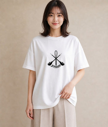 グラフィックTシャツ レディース 手鏡 アンティーク レトロ ナチュラル イラスト 淡色 レイヤード 友達ギフト 白T YMAZO