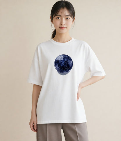 半袖Tシャツ レディース 地球 星空 宇宙 イラスト ボタニカル ルームウェア ギフト 白T YMAZO