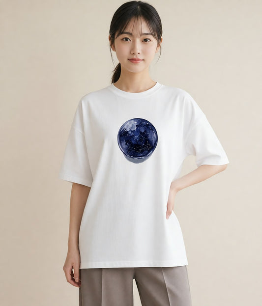 半袖Tシャツ レディース 地球 星空 宇宙 イラスト ボタニカル ルームウェア ギフト 白T YMAZO