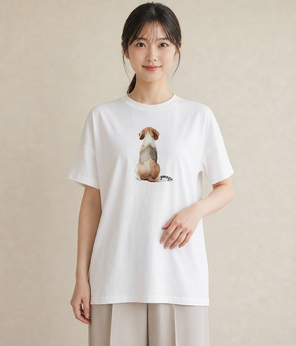 デザインTシャツ レディース ビーグル 犬 いぬ イラスト 休日コーデ 夏コーデ 通学 白T YMAZO
