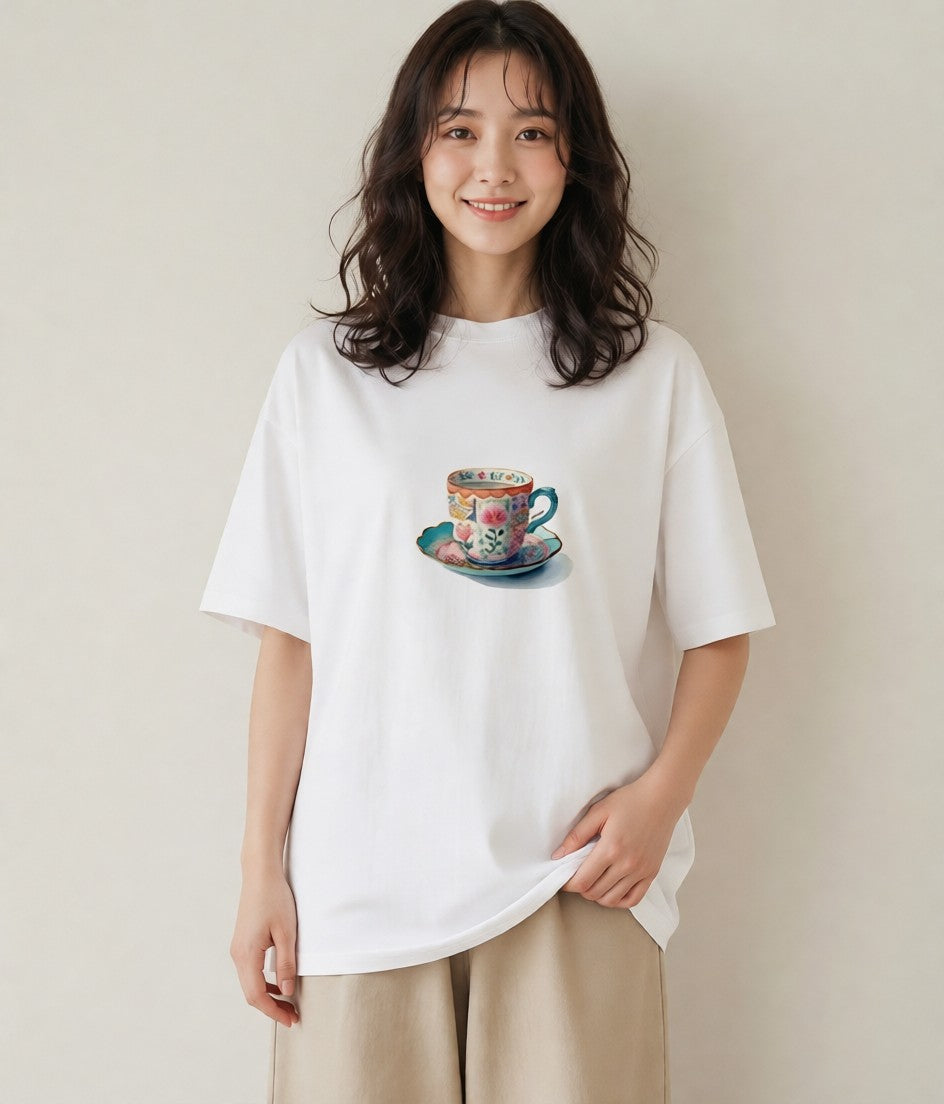 グラフィックTシャツ レディース エスプレッソ 食べ物 フード イラスト きれいめカジュアル 女性 旅行用 白T YMAZO